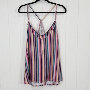 Multicolor Stripe Tank Top Spaghetti Strap Cami Flowy Boho Festival 5XL Plus